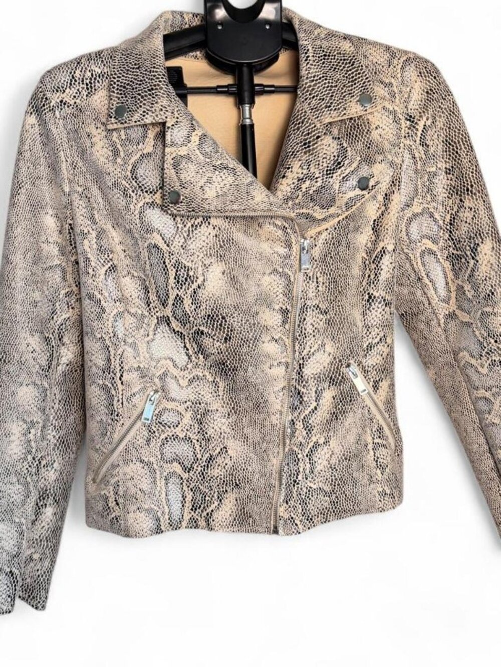 Philosophy Republic Clothing Snakeskin Moto Jacket Size M Faux Leather Biker
